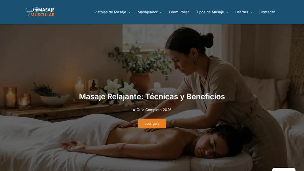 Captura de masajemuscular.net, proyecto propio de SenshiCode, en su página de masaje relajante